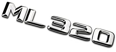 LORIER Cromo Plata Brillante  ML 320 Etiqueta engomada de la etiqueta de la letra del emblema de la insignia de la palabra de las letras traseras del maletero del coche Compatible con Mercedes Benz