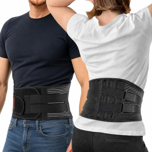 ORTONYX Lower Back Brace Lumbar Support Belt for Men and Women, Back pain Relief, Herniated Disc, Scoliosis, Sciatica/Black L