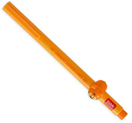 Legami - Gelschreiber mit dekorativem Tier - Lovely Friends, Tiger-Thema, nicht rollend, orange Tinte, entfernbares und wieder kombinierbares Tier, 0,5 mm Spitze