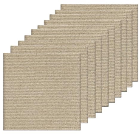 Orgthin Moqueta para el Suelo Autoadhesivas, Baldosas de Piso Autoadhesivas de 30 x 30 cm, Alfombra Suave, Decoración para Dormitorio, Oficina, 10 Baldosas por Caja, 0,9 m² por Caja, Caqui