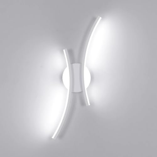 Mckalen Applique LED da Parete Interno, 20W 2250LM Moderno Lampada da Parete LED, 44.5CM Bianco Lampada a Muro Creativo per Camera da Letto Bagno Soggiorno Scale Corridoio, Bianco Freddo 6500K