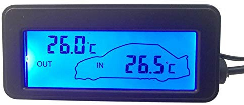 Thermomètre Automobile 12 V - Jauge de Température Intérieure et Extérieure, Sensibilité Extérieure Avec Affichage Numérique LCD