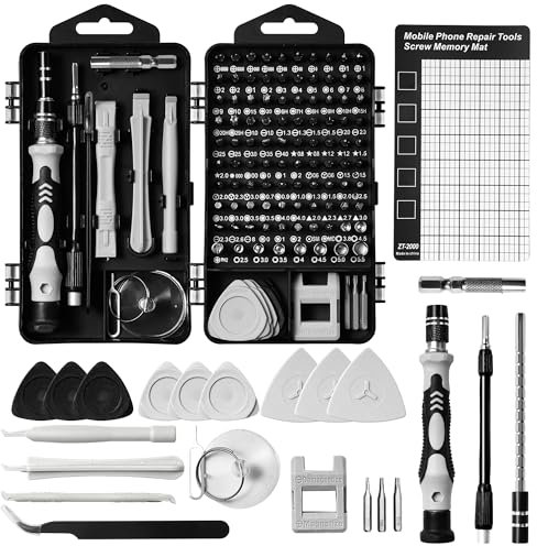 Set Cacciaviti Precisione Magnetici Professionali 122Pcs, Kit Cacciavite di Riparazione Portatile per iPhone, iPad,Tablet,PC,Orologi, Occhial,PS4,Xbox (grigio)