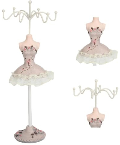 Soporte para Joyería, Modelo de Vestido de Princesa, Pendiente, Collar, Anillo, Soporte para Exhibición, Soporte para Maniquí, Organizador de Joyería Colgante para Niñas y Mujeres (Tipo 2)