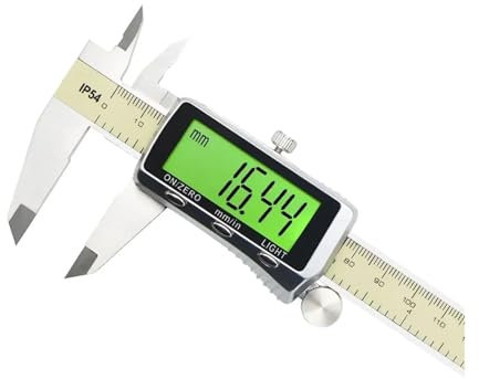 DUOCAI Calibre Digital Acero Inoxidable Calibrador Digital retroiluminado de 0 a 6/0 a 150 mm Calibrador Vernier electrónico Herramienta de medición Micrómetro Digital con Pantalla Grande(0-150mm)