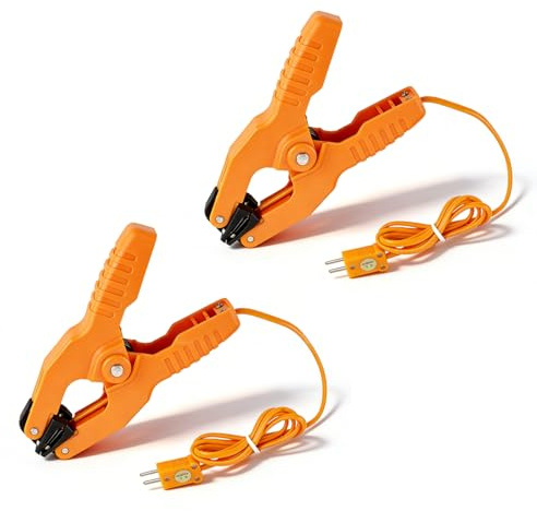 2 PCS Temperature Clamp Thermocouple Sensor K Type Pipe Clamp Sensor, Pipe Clamp Probe Thermocouple Sensor Temperature Thermocouple Clamp ~3/8-40~200℃