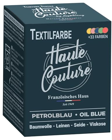 Haute Couture - Colorante Per Tessuti Blu - Blu Petrolio - 350g - Tintura per Tessuti Tutto in uno - Pronta all'uso per Vestiti e Tessuti
