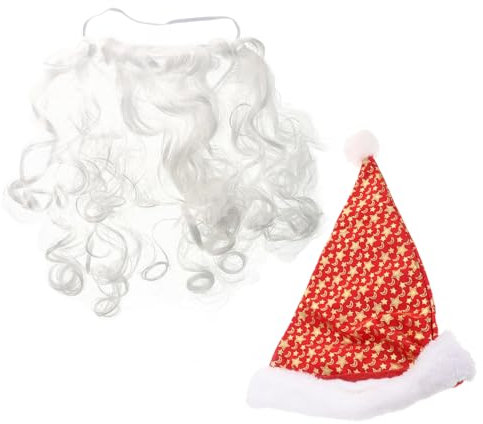 Holibanna Weihnachtsmütze Mit Bart Und Weihnachtsmann Falscher Bart Für Weihnachtsmann-kostüm Weihnachtsmann-zubehör Für Party Und Cosplay
