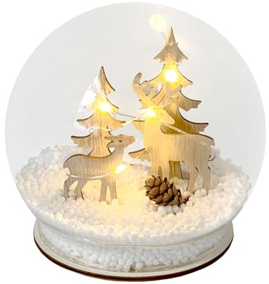 Beleuchtete Schneekugel mit Rehen Weihnachtsdeko batteriebetrieben HTI living