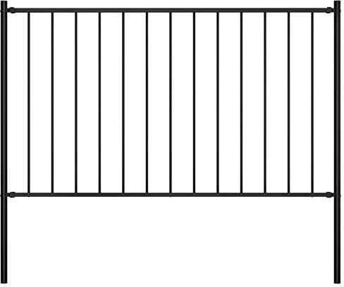 Cinyiqo Panel de Valla y Postes Acero Recubrimiento Polvo Negro 1,7x1 m, Vallas para Jardin, Barrera De Jardín, Panel Exterior Jardin - SPU:145210