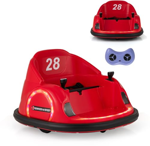 SOARS Auto Tamponneuse Enfant 6V, Voiture Enfant Électrique Rotatif à 360°, avec Télécommande 2,4G, 2 Modes de Contrôle, Klaxon & Musique, Charge 25 KG, pour Garçons & Filles 18 Mois+ (Rouge)