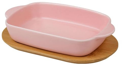 Assiettes de tartes en céramique, Plat à lasagnes individuel de petite taille de 17,6 oz avec couvercle for 1 personne, plats de cuisson en céramique for four, for tartes à tapas en cocotte(Roze)