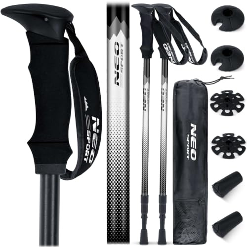 Neo-Sport Vandringsstavar Nordic Walking Justerbar 65-135 cm Aluminium EVA Skum Handtag 1 Par Svart Grå