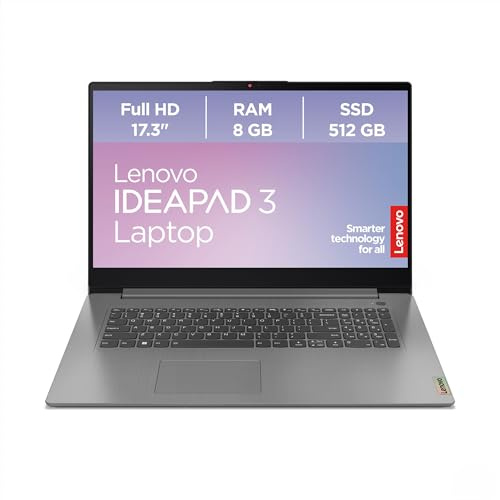 Lenovo IdeaPad 3 Laptop | 17.3 Full HD Display | AMD Ryzen 5 5625U | 8GB RAM | 512GB SSD | AMD Radeon Grafik | Windows 11 | QWERTZ | Artic Grau | 3 Monate Premium Care