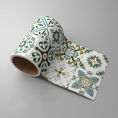 Dostear Tapetenbordüre Selbstklebende Bordüre Wand Wohnzimmer Tapeten Fliesenaufkleber Bad Dekoband Selbstklebend GrüNes Muster 10cm X 500cm