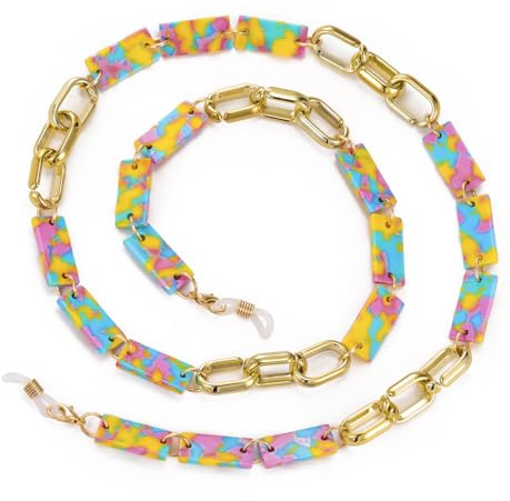 Dreamtimes Acryl Brillenkette einstellbar leichtes Brillenhalter für Frauen Männer Farbe Vielfalt Sonnenbrille Kette (Gelb)