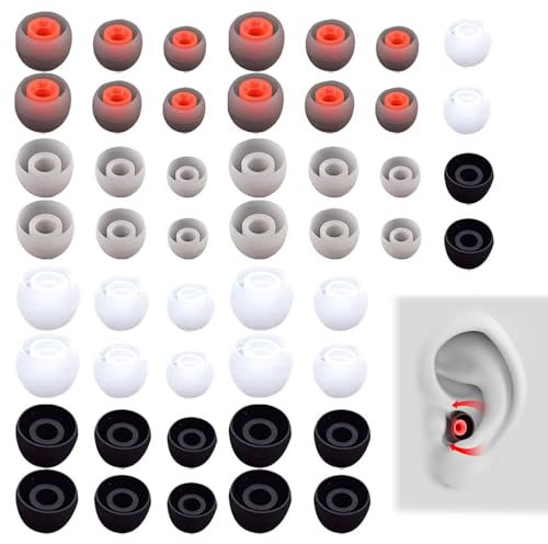 48 Pieces Headphone Rubber Attachment, Headphone Plugs, Headphone Replacement Pads, Headphone Rubber Tips, Replacement Silicone Earplugs, Headphone Ear Pads, Replacement Pads, 4 Colours, 3 Sizes (11