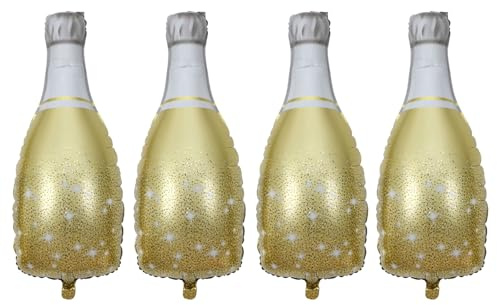 4PCS Champagne Bottle Mylar Foil Balloons Birthday Engagement Bachelorette Party Bridal Shower Wedding Celebration Anniversary Decorations