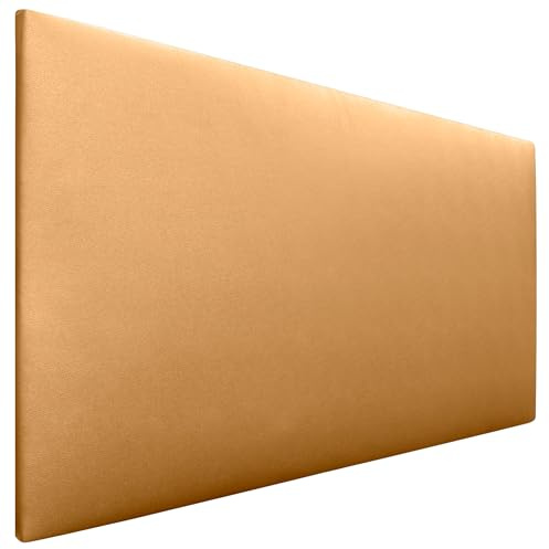 DHOME Gepolstertes Kopfteil Glatt aus Kunstleder Höhe 70 cm Stärke 4 cm und 8 cm für Wand Akustisch Schallabsorbierend Kopfstütze Bett Schlafzimmer (Kunstleder Gold, 100cm, Dicke 4cm)
