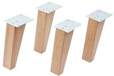BadeDu Minho Möbelfüße – 15 cm aus Eichenholz, 4er Set inkl. Montagematerial, Ideal für Badschränke – Made in Germany
