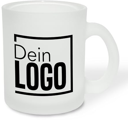 True Statements Glastasse personalisiert mit eigenem Logo oder Bild selbst gestalten - Geschenk zu Weihnachten mit Vereinslogo, Werbegeschenk - satiniert, ca. 300ml