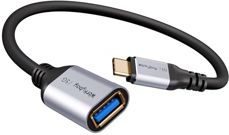Werkybay USB-C auf USB-A OTG Adapter 0.5m, 5Gbps Typ C Stecker zu USB A Buchse OTG-Kabel 50cm kompatibel mit i-Phone 17/16/15 Serie, i-Pad Pro, MacBook-Pro/Air,Galaxy-S24/S23, Huawei-P70 usw.