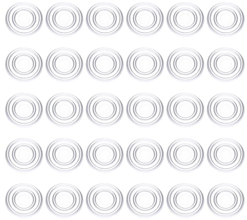 QUARKZMAN 30 Tampons pour Table en Verre, 17mm Transparents Anti-Dérapants Non Adhésifs, Cales en Silicone Rondes pour Tables de Jardin, Planches à Découper