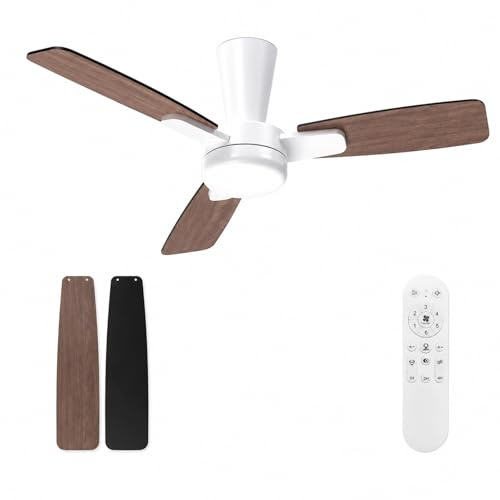 Mefine 106cm Ventilateur Plafond avec Lumière Silencieux, Pale à Encliquetage, Plafonnier Ventilateur avec Telecommande et LED Dimmable Lampe pour Chambre Salon, 6 Vitesses, Moteur DC Réversible
