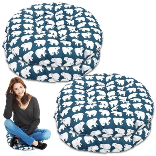MIUUIPI 4 Stück Sitzkissen Rund, Bequemes Sitzkissen 40x40 cm, Stuhlauflage für Esszimmer, Wohnzimmer, Studierzimmer für Bürostuhl, Gartenstuhl, Balkonstuhl, Sitzpolster Indoor & Outdoor (Eisbär)