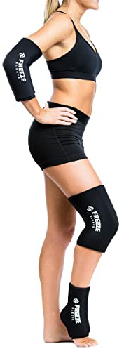 FreezeSleeve Ice and Heat Therapy Sleeve | Reusable Ice Pack Flexible Gel Compression Sleeve for Pain Relief and Recovery of Elbow Knee Ankle Leg Wrist Injuries | Black Large