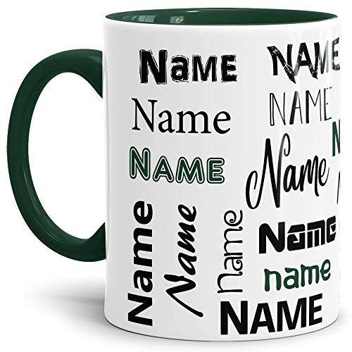 Tasse mit Name - Individuell/Personalisiert/Geschenk-Idee/Schön/Dunkelgrün