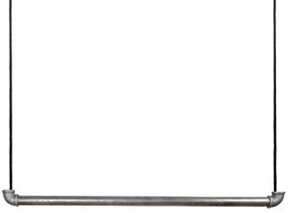 1x Natural Goods Berlin Hängegarderobe Pipe GARD Swing | frei hängende Industrial Vintage Kleiderstange Deckenmontage am 5m Seil höhenverstellbar | Wasserrohre Fitting | DIY (60cm, schwarzes Seil)