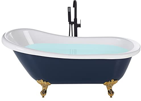 Badkar Blå och Guld Vintage Akryl 1700 x 760 mm Fristående med klofötter Ben Cayman