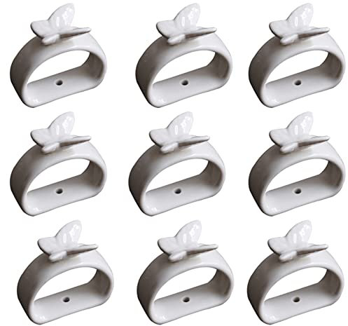 QTBH Serviettenringe Universal Serviettenringe Set Keramische Serviettenringe Serviette Schnalle Halter Wohnkultur for Hochzeit Festliche Party Tischdekorationen 9 Packung Metall Serviettenring