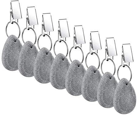 8Pcs Tablecloth Weights, Marble Teardrop Heavy Duty Tablecloth Pendants with Clip for Picnic Wedding Tables Decor (Grey)