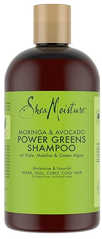 SheaMoisture Moringa & Avocado Power Greens Shampoo, pflegt und revitalisiert sprödes, stumpfes, lockiges Haar - 384 ml
