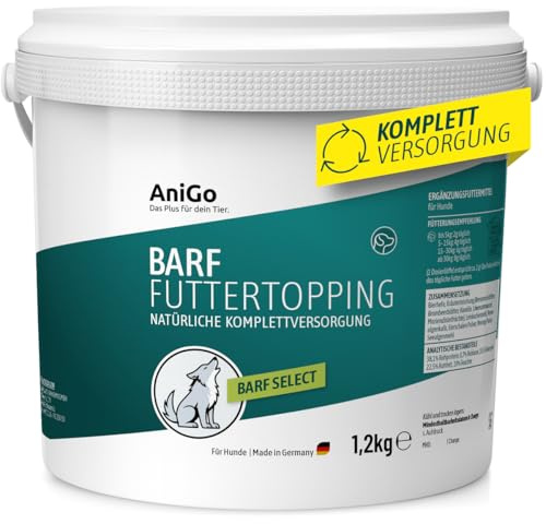 AniGo Barf Futtertopping Pulver für Hunde 1,2kg – Natürlicher Barf Zusatz mit Mineralien & Vitaminen, Ergänzungsfutter & Futterzusatz