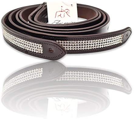 Horse Diamante Stirrup Leathers Adults Or Childs Black Brown Color Strong Leather With Soft Finish For Dressage (48-INCH, BROWN)