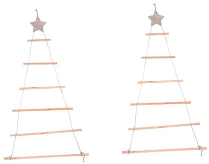 Warmhm 2stücke Hängendes Weihnachtsbaum- Aus Ästen Weihnachtsbaum-Form Mit Stern Und Schnur Vielseitig Für Wandgestaltung Für Feiertags Und Geburtstagsfeiern Natürlichem Holzton
