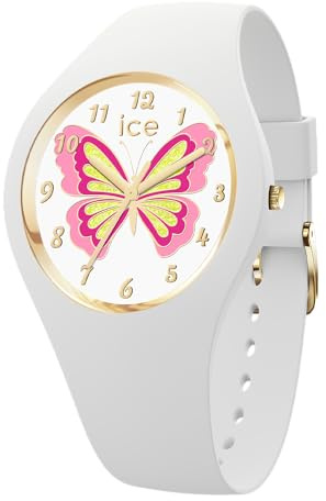 Ice-Watch - Ice Fantasia Butterfly Lily, weiße Armbanduhr für Mädchen mit Armband aus Kunststoff