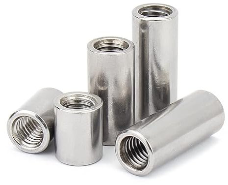 Dado in metallo, Dado Esagonale Completo, 10 Pezzi/Set Dado Con Giunto Cilindrico M3 M4 M5 M6 M8 304 Acciaio Inossidabile Allunga Dado Di Accoppiamento Rotondo Filettatura Interna Dado Tubolare Con Ma