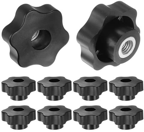 QUARKZMAN 10 Stück Sterngriffmutter M10 Flügelmuttern mit Gewinde, Rändelmutter Handgriff Durchgangsloch Klemmmutter 48mm Spannknopf für Werkzeugmaschinen Anlagen Fitnessgeräte, Schwarz