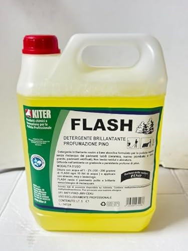 DETERGENTE NEUTRO BRILLANTANTE Flash Kiter A BASE ALCOLICA PER LA PULIZIA RAPIDA DEI PAVIMENTI LUCIDI lt 5