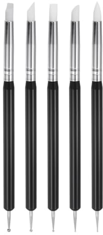 QUARKZMAN 5Stk Silikon Ton Modellier Werkzeug Doppelendig Gummi Spitze Metall Kugel Silikon Former Stifte Modellier Punktierung Werkzeug für Basteln Skulptur Töpfern Malen Schwarz