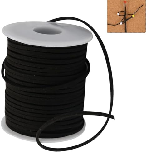 Zwenjuan Corda di Cuoio,45 M X 3 mm Cordoncino in Pelle Scamosciata,Suede Cord Cordino in Finta Cordino Cuoio Nero,per Collana di Tessitura,Braccialetto Fai da Te,Confezione Regalo,Acchiappasogni
