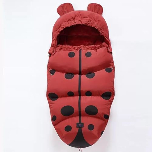 Sacco nanna per passeggino, sacco a pelo per bambini, spesso e caldo, resistente alle intemperie, con chiusura lampo, per tutti i passeggini (rosso con motivo)