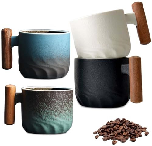 Lot de 4 tasses de 60 ml, mini expresso, tasses de qualité supérieure en céramique, pour expresso et moka