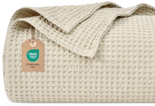 PHF Coperta in 100% cotone, 150 x 200 cm, leggera e traspirante, perfetta per tutto l'anno, certificata Oeko-TEX, qualità della biancheria da hotel, ideale per divano, letto, linen