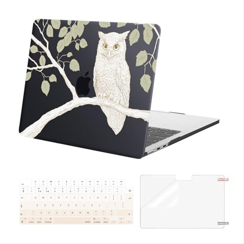 MOSISO Compatible with MacBook Air 13 inch Case M4 M3 M2 2025 2024 2023 2022 A3240 A3113 A2681 A3113 A2681 Touch ID,Hard Shell&Keyboard Skin&Screen Protector for MacBook Air 13.6 inch Case, Owl & Tree