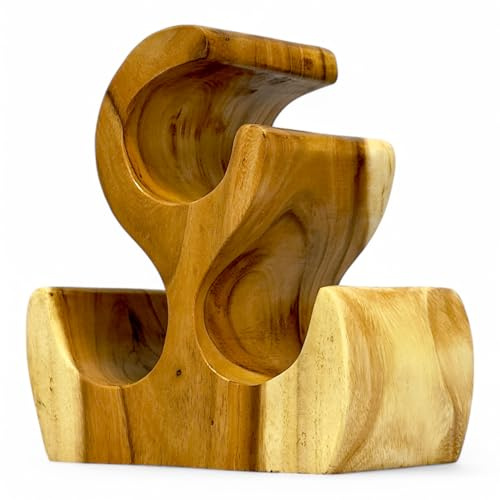 FaHome Weinregal Massiv - Küchen Wohnzimmer Deko Weinhalter - Handgefertigt Edel Hochwertig - Tannenform aus Suarholz - 30x27x18 cm